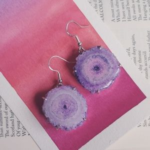 Sterling silver lavender solar quartz earrings